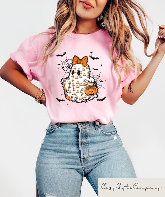 Cute Ghost Halloween Shirt, Halloween Bow Ghost Tshirt, Coquette Halloween Ghost Tee, Trick Or Treat Ghost Shirt, Cute Spooky Halloween Tee