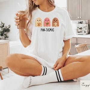 Rolig Pantasmas Ghost Pan Dulce-tröja, söta Ghost Conchas-tröjor, Latina-tröja, mexikansk Halloween-t-shirt, Halloween-present till kvinna bild 2