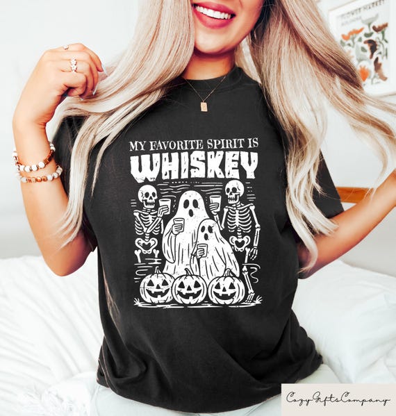 My Favorite Spirit Is Whiskey Shirt, Funny Halloween Ghost T Shirt, Boozy Spooky Sweatshirt, Halloween Ghost Shirt, Retro Halloween Tee