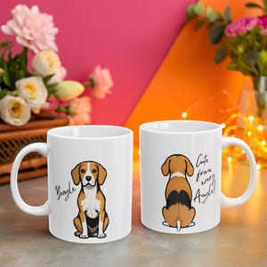 Beagle Lover Mug – Cute From Every Angle | Beagle Dog Front and Back Design – Personalized Custom White Coffee Cup - Dog Owner Gift