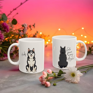 Husky Lover Unique Mug – Cute Front and Back Husky Breed Design – Amazing Personalized Gift idea - White Ceramic Coffee Cup 11oz & 15oz
