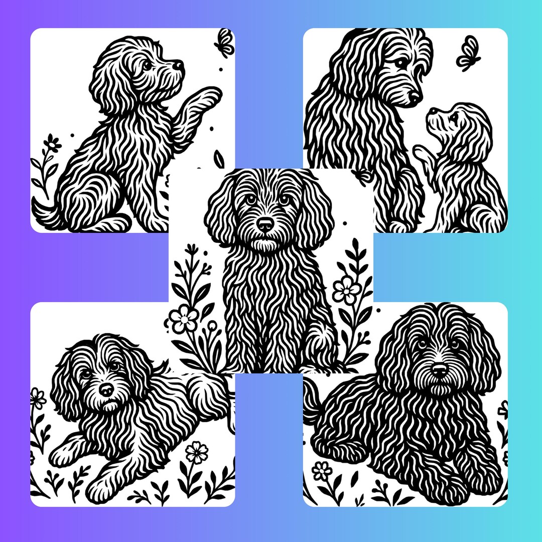 Cockapoo Design Cockapoo Line Art SVG Bundle: Floral Dog Designs for Cricut - Etsy