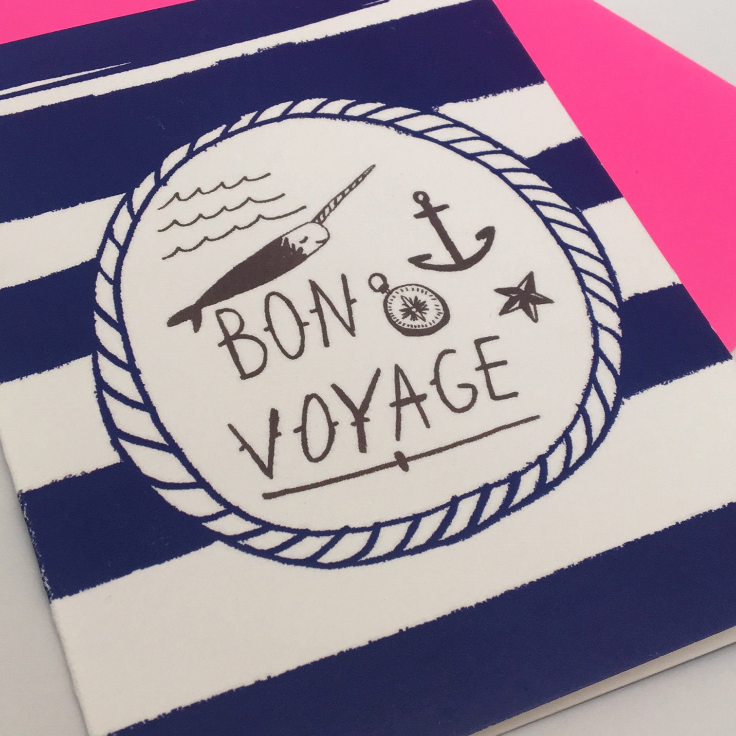 Nautical Goodbye and Bon Voyage Greeting Card Notecard Etsy