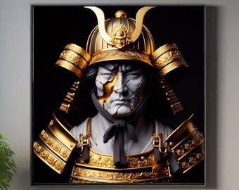 poster di guerriero samurai giapponese/stampa murale di anime giapponese/arte kintsugi/arte murale giapponese ad acquerello/riproduzione di xilografia/kintsugi giapponese