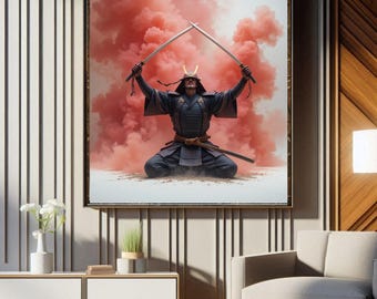 arte zen dei samurai, guerriero spirituale, arte del samurai rosso, forza del samurai, guerriero giapponese, arte del guerriero zen, samurai in battaglia, design giapponese