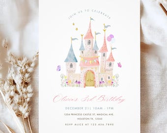 Princess Castle Birthday Invitation, Editable Template (Digital Download)