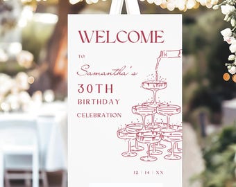 Welcome Sign, Champagne Tower, Editable Template (Download)
