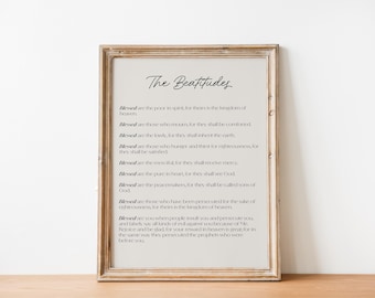 The Beatitudes Print: Minimalist Bible Verse Art (Digital Download)