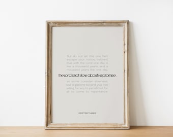 2 Peter 3:8-9 Bible Verse Art Minimalist Scripture Print (Digital Download)