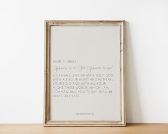 Deuteronomy 6:4-6 Bible Verse Art Minimalist Scripture Print (Digital Download)
