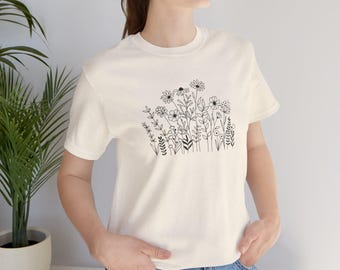 Wildflower Tee | Flower Tshirt | Womens Wildflower Shirt | Simple Tshirt | Gift for Her | Flower Shirt for Women
