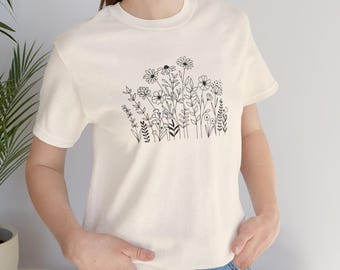 Wildflower Tee | Flower Tshirt | Womens Wildflower Shirt | Simple Tshirt | Gift for Her | Flower Shirt for Women