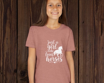 Just a Girl Who Loves Horses Youth Tee | Horse Silhouette Kids Shirt | Girls Horse Tshirt