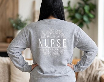 Floral Nurse Sweatshirt | Nurse Crewneck with Stethoscope Design | Floral RN Crewneck | Nurse Gift | RN Sweatshirt