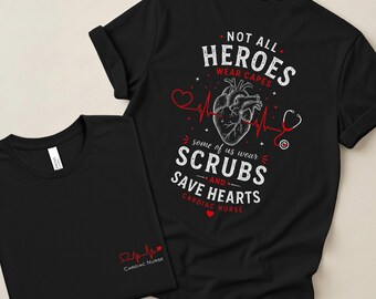 Camiseta "No todos los héroes visten uniforme médico" / Camiseta médica "Héroe del Corazón" / Camiseta para enfermera cardíaca / Camiseta para UCI cardiovascular / Camiseta para enfermera / Regalo para enfermera