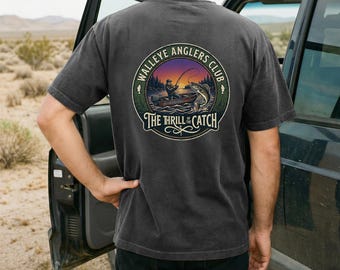 Fishing Tshirt | Walleye Anglers Club Shirt | The Thrill of the Catch Shirt | Mens Fishing Shirt | Gift for Him