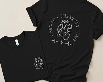Camiseta de la Unidad de Telemetría Cardíaca / Camiseta de Enfermera Cardíaca / Camiseta con Corazón Anatómico / Regalo para Enfermera Cardíaca / Regalo para Enfermera Registrada