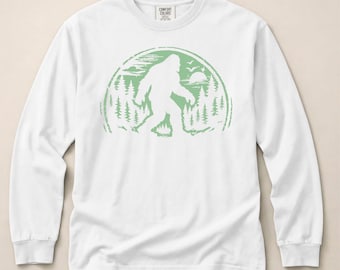 Bigfoot Forest Silhouette Long Sleeve T-Shirt | Sasquatch Nature Design | Bigfoot Long Sleeve Shirt | Gift for Nature Lover | Sasquatch Tee