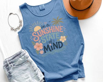 Sunshine State of Mind tank top | Summer floral tank | Sunshine Tank | Tank for Women | Summer Beach Shirt | Womens Tank Top