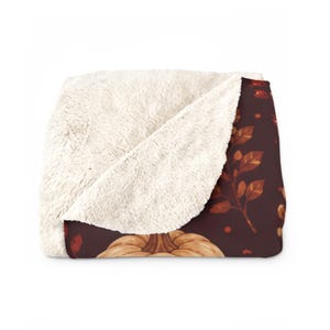 Autumn Leaves Cozy Throw Blanket | Fall Blanket | Leaves and Pumpkins Blanket | Fall Decor | Plush and Sherpa Blanket image 8
