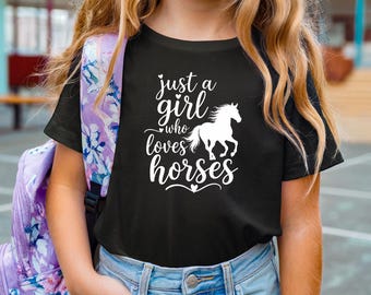 Just a Girl Who Loves Horses Youth Tee | Horse Silhouette Kids Shirt | Girls Horse Tshirt