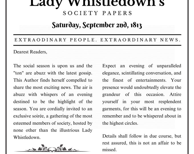 Editable Newsletter Template Lady Whistledown Society Paper Blank Editable Newsletter Template Lady Whistledown Society Paper Blank