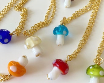 SHROOM! Coloured Glass Mushroom Pendant Necklace