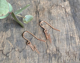 Rose Gold Plated Lightening Bolt Earrings