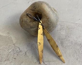 Boucles d'oreilles en laiton martelé ELLIPSE