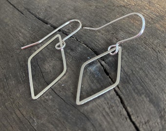 Tiny Silver Tone Diamond Hoop Earrings