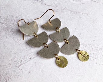 Saturday Sun Earrings Silver and Brass Statement Earrings