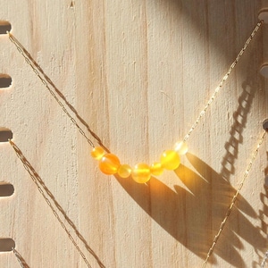 Orange Agate Stone Bead Dainty Choker Necklace