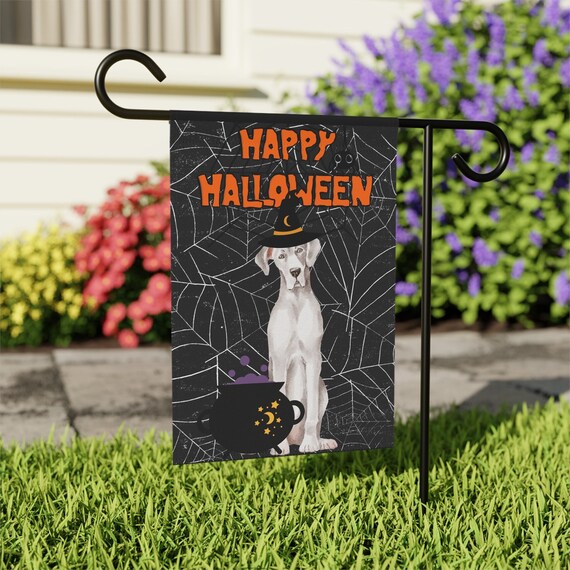Halloween Great Dane Garden & House Flag - 2 Sizes - Great Gift For Great Dane Owners!