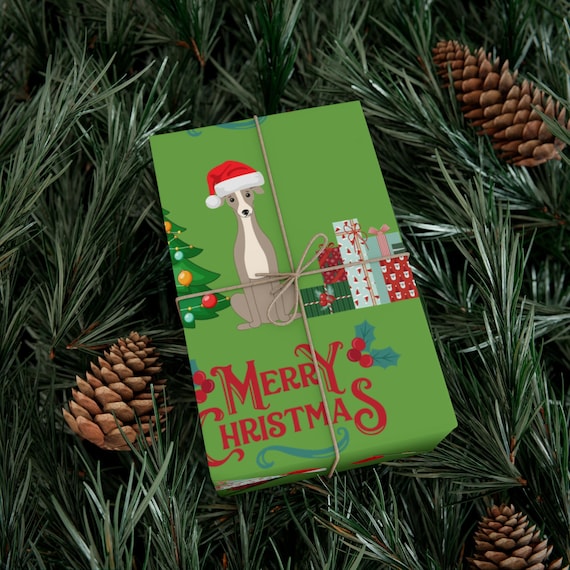 Merry Christmas Greyhound Dog Gift Wrapping Paper - Eco-Friendly Wrapping - 3 Sizes - Dog Owner Gift!