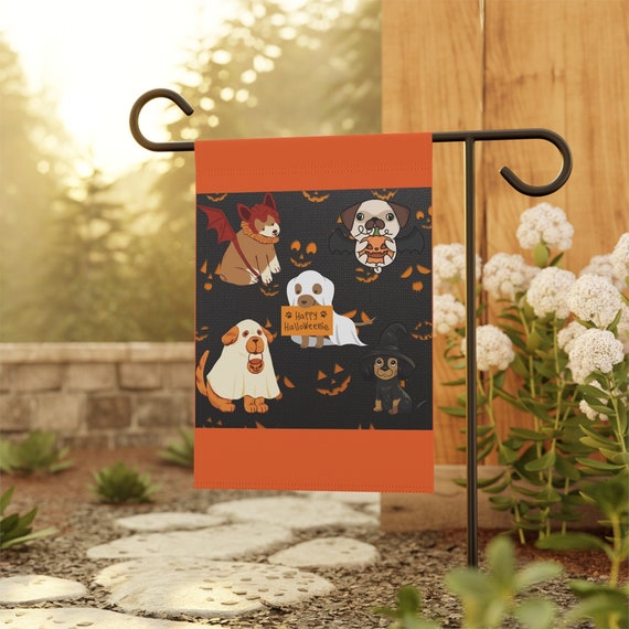Happy Hallo-weenie Dog Costume Garden & House Flag - 2 Sizes - Free Shipping