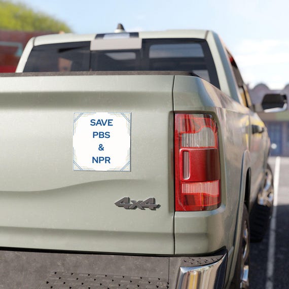 Save PBS & NPR Car Magnet - 5X5 - Support Public Broadcasting - Great Political/Current Event Gift!