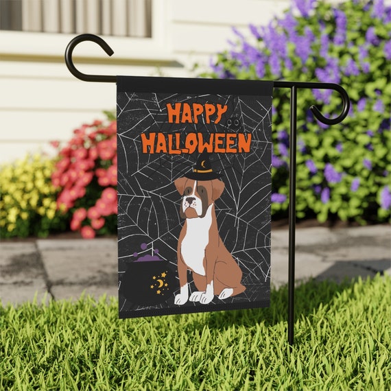 Halloween Boxer Dog Garden & House Flag - 2 Sizes - Great Gift For Boxer Owners!