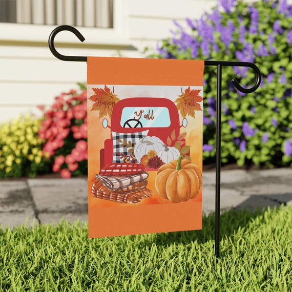 Happy Fall Y'all Autumn Leaves Garden & House Flag - 2 Sizes - Great Gift!