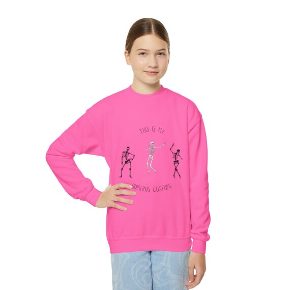 This Is My Humerus Costume Halloween Dancing Skeletons Children's Youth Crewneck Sweatshirt