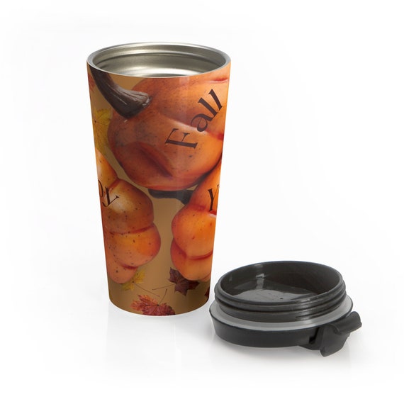 Happy Fall Y'All Autumn Leaves Pumpkin Stainless Steel Travel Mug