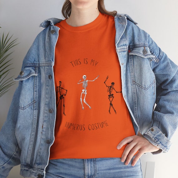 This Is My Humerus Costume Dancing Skeleton Halloween Unisex Cotton T-Shirt, Multiple Colors