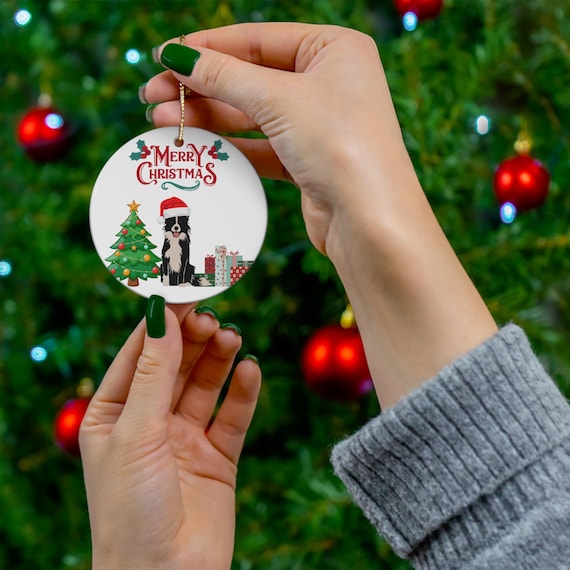 Merry Christmas Border Collie Dog Christmas Ornament -  Dog Lover Gift