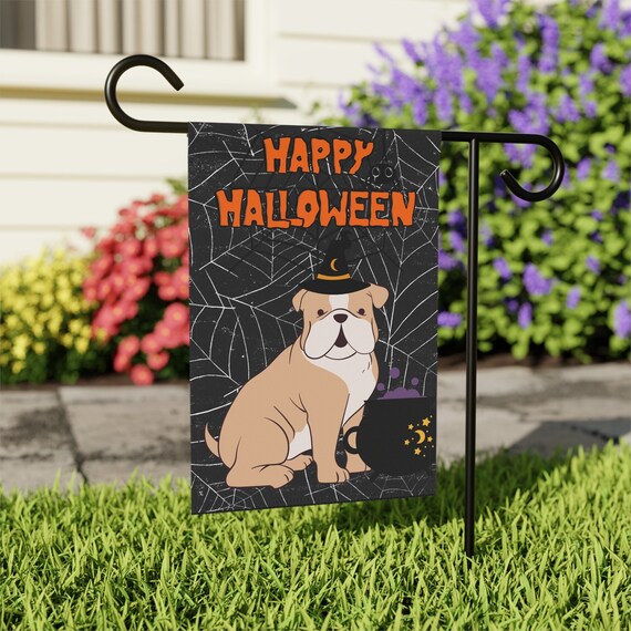 Halloween Bulldog Garden & House Flag - 2 Sizes - Great Gift For Bulldog Owners!