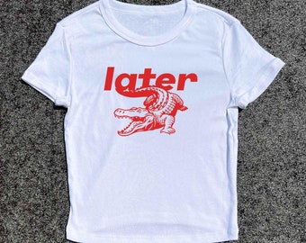 Camiseta de bebé para mujer Later Alligator: camiseta de bebé para mujer con estampado 3D a mano / camiseta ajustada para bebé, lindas camisetas para bebé para mujer, camisetas para bebé con autismo