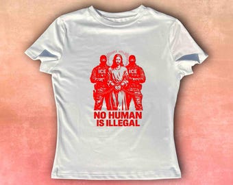 Kein Mensch ist Illegal Baby-T-Shirt - Anti-Ice, Abolish-ICE-T-Shirt, Anti-Trump-T-Shirt, Jesus-Immigrier-Anti-ICE