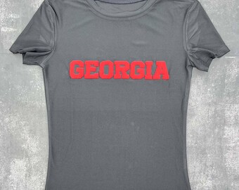 Custom 3D Puff Printed Baby Tee, Personalised University Top, Custom College Fitted Top, Personalised State Baby Tee, Varsity College Tops