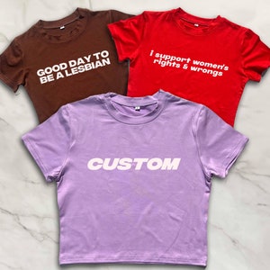 Individuelles Crop Top - 3D Puff Handbedruckt | Personalisiertes Slogan Cropped T-Shirt, Y2K Damen Crop Top, Cropped T-Shirt,