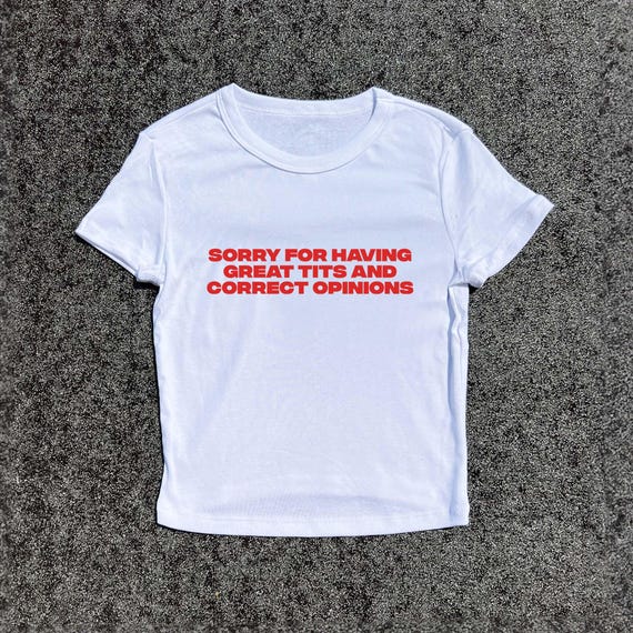 Correct Opinions Feminist Tee - 3D Puff Hand-Printed Women's Baby Tee | Baby Fitted T-Shirt, Tight Figure Tops, Slim Fit, Top Slogan Tee