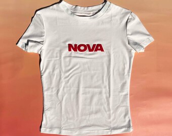 Y2K Baby Tee - NOVA Women's Baby Tee | 3D Puff Hand-Printed | Astrology Tops, Star Signs, Nova Stars Baby Tees | 311