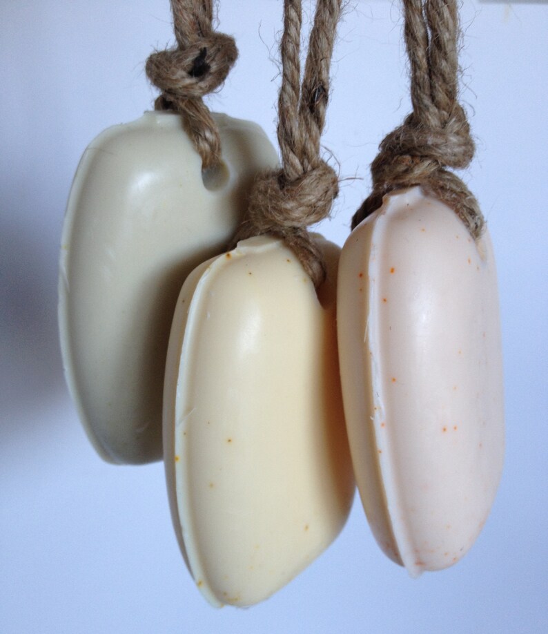 Soap On A Rope Set of 2 Organic Herb Coloring Leather Patchouli Sweet Olive Sandalwood Amber Tobacco Blossom image 3
